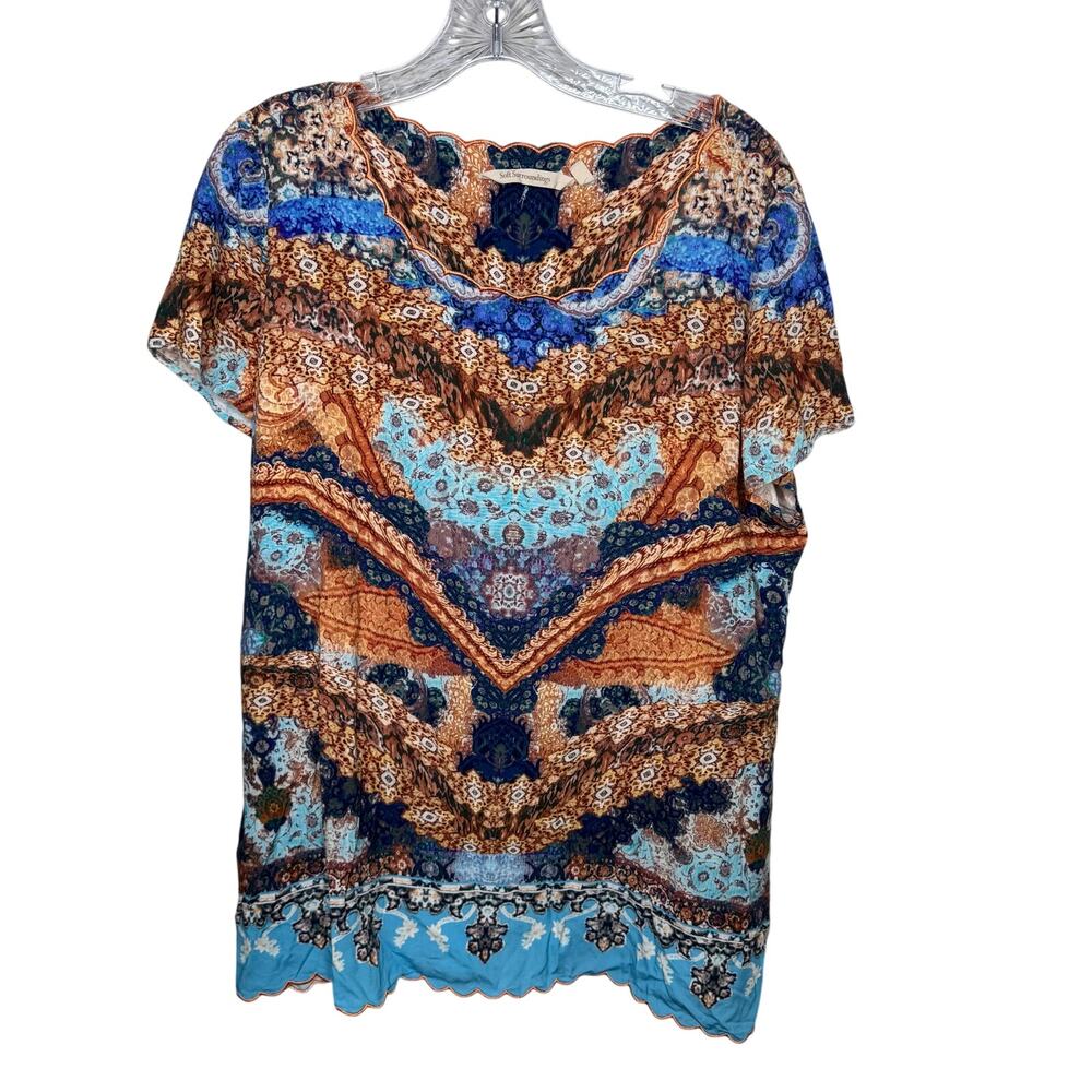 Soft Surroundings Women’s Scoop Neck Top Boho Paisley Print Multicolor Size M